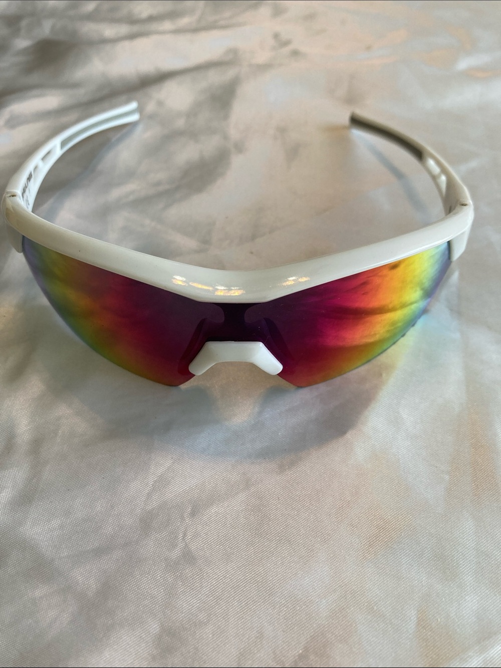 Rawlings White Frame Sunglasses with Rainbow Mirrored Lens